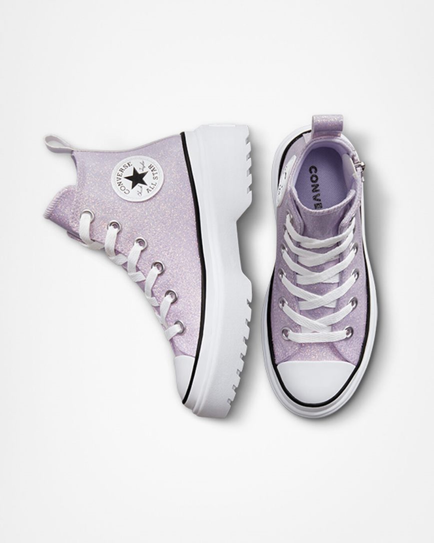 Topanky Na Platforme Converse Chuck Taylor All Star Lugged Lift Glitter Vysoke Dievcenske Nachový Biele Čierne | SK PEYZR3